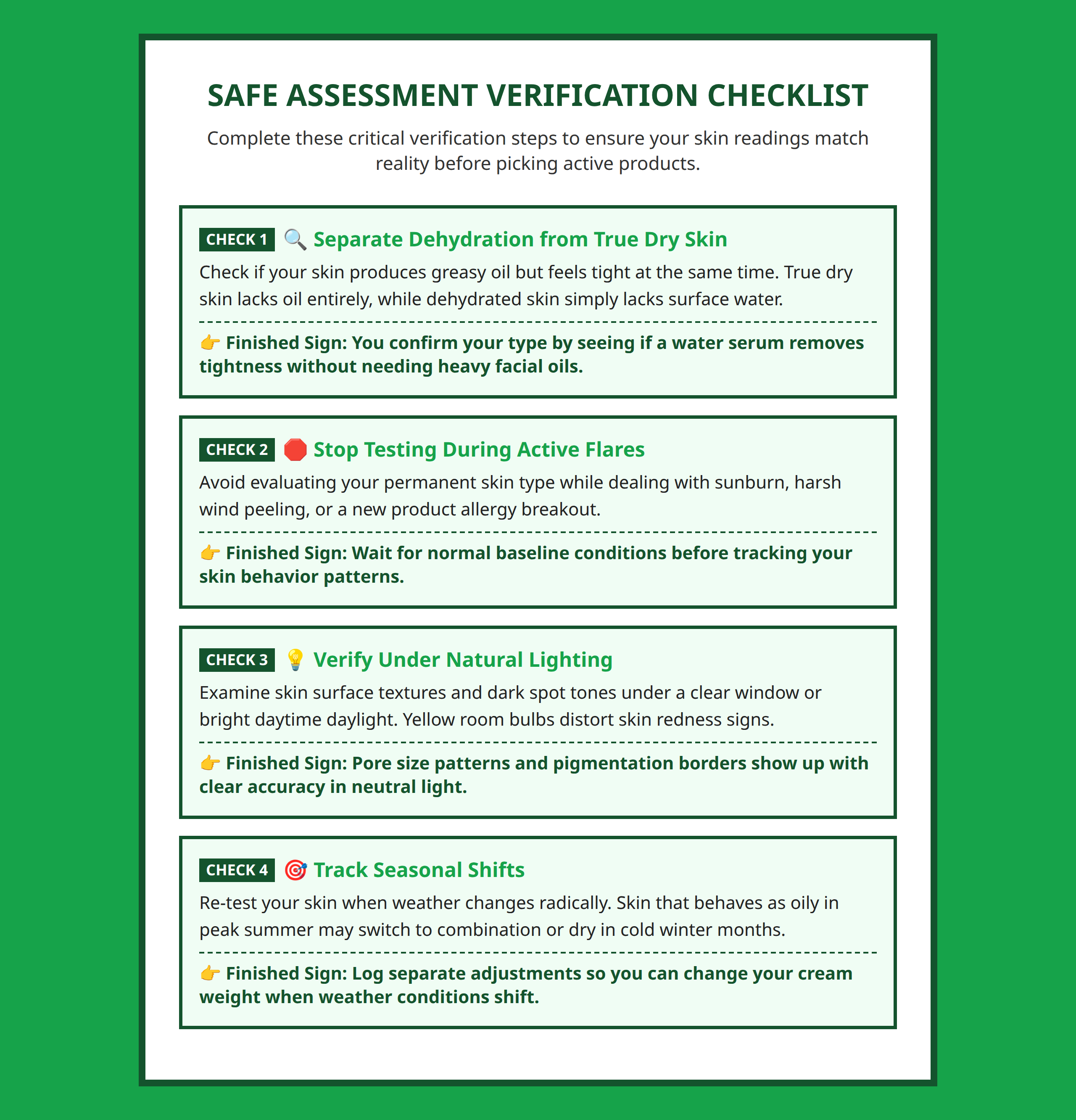 Safety checklist for evaluating skin traits accurately without making common diagnostic mistakes