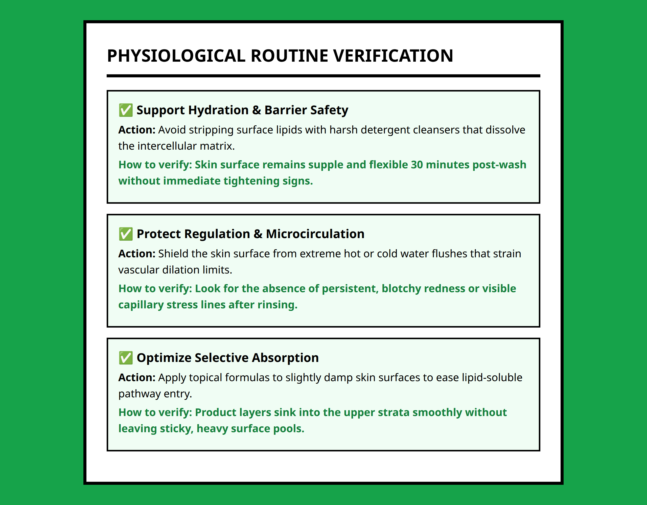 Checklist for assessing skin care routines based on physiological biological functions