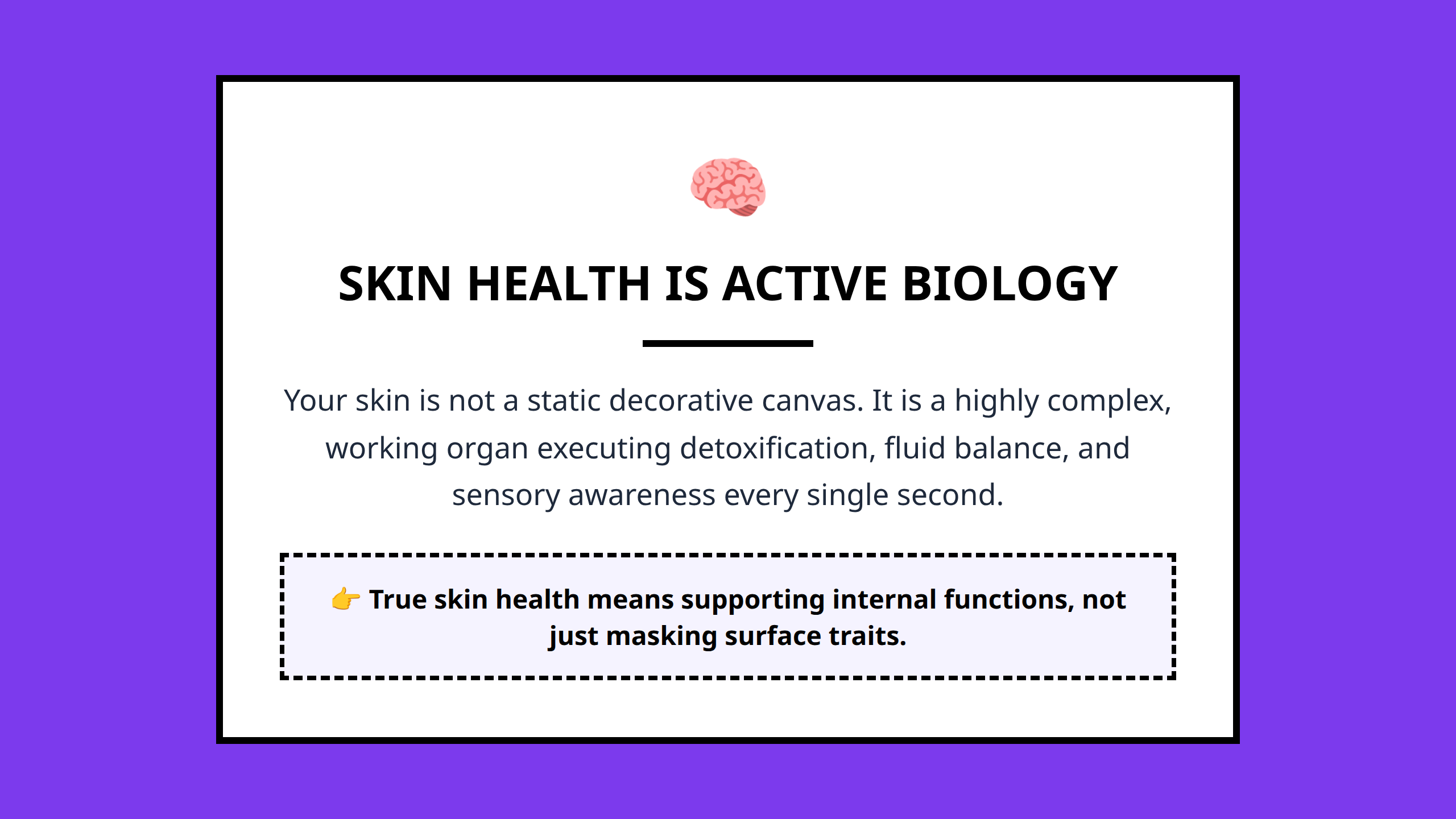 Core visual summary poster reminding readers that skin is a dynamic living organ