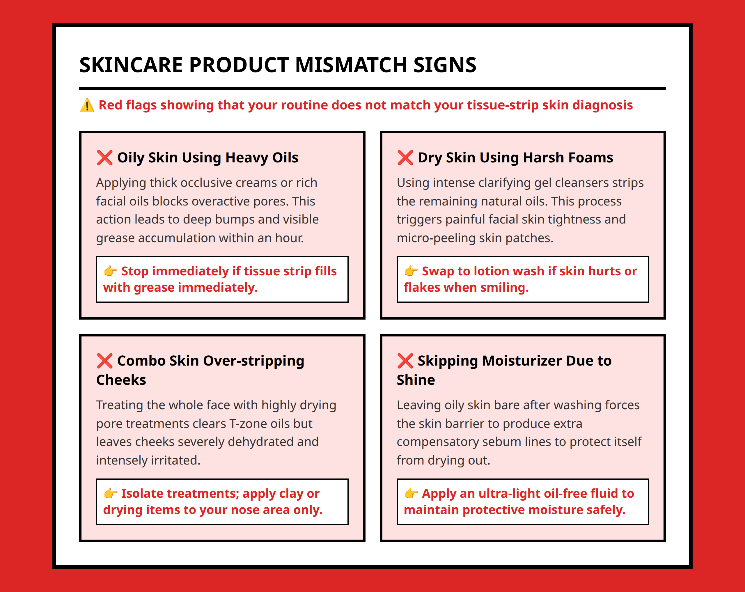 Consequences chart showing risks of using wrong skincare products